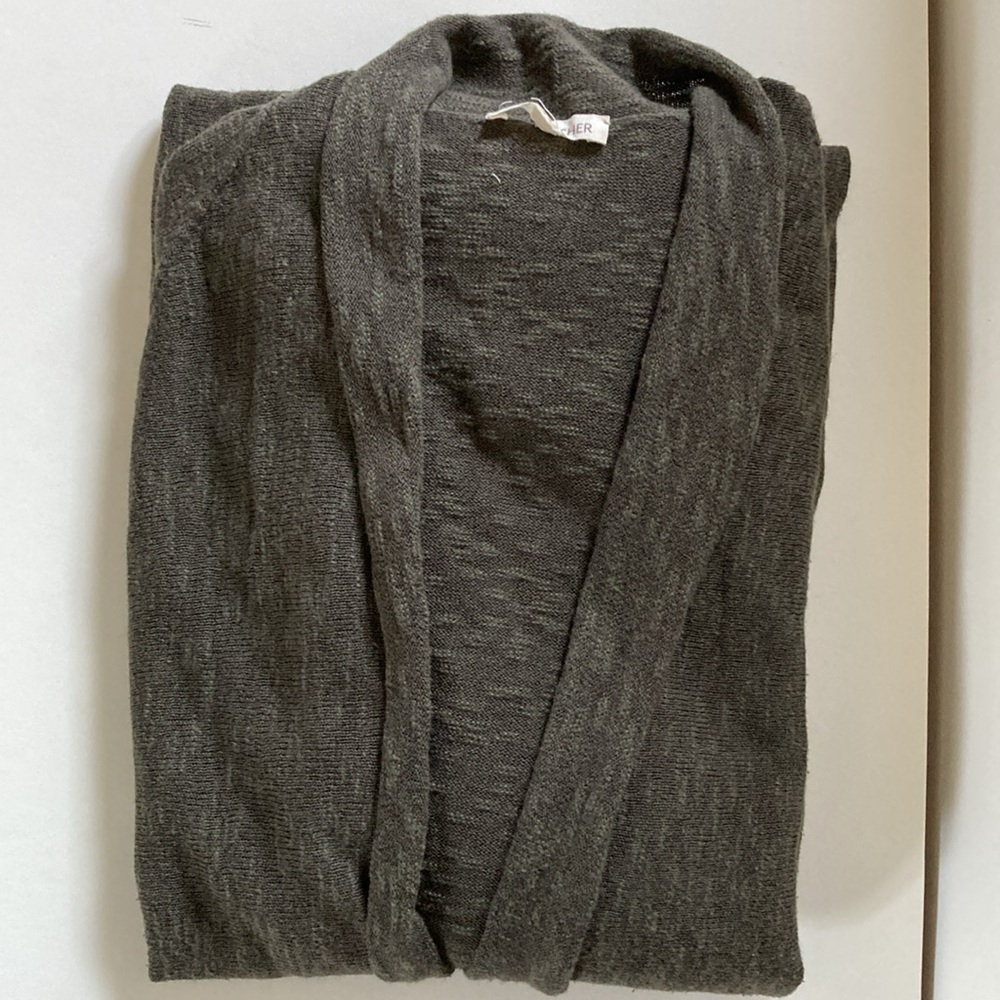 Eileen Fisher Slub Linen Cardigan Drape Front
